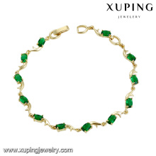 74941 Hot sale new stylish lady jewelry 14k gold color copper green and white CZ bracelet